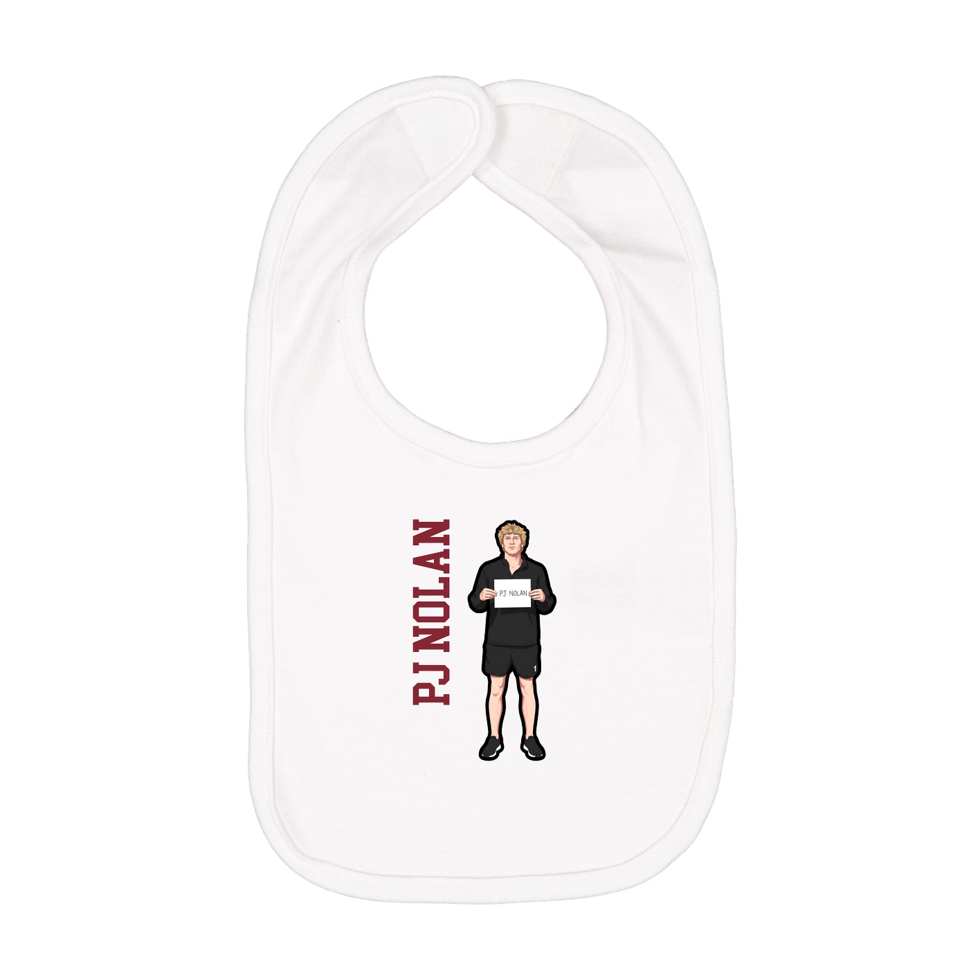 Infant Bib — Name Vertical in White
