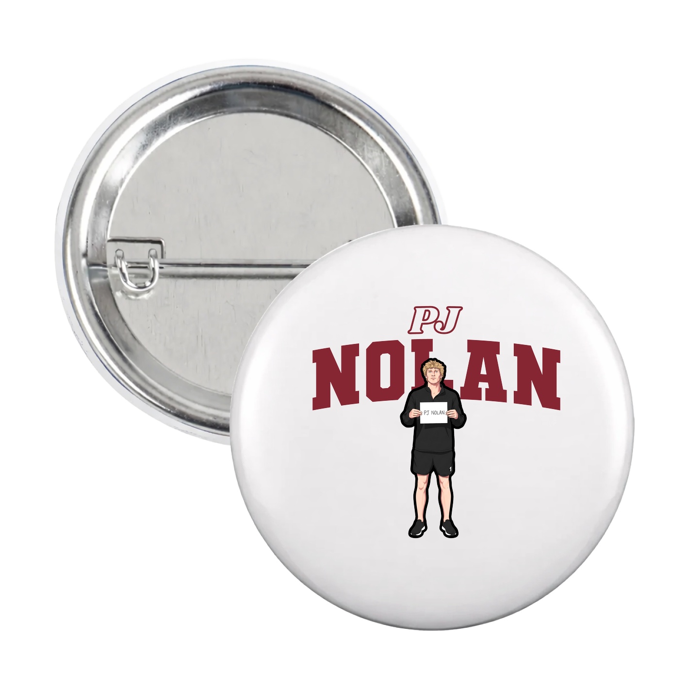 Game Day Button — Name Arch in White
