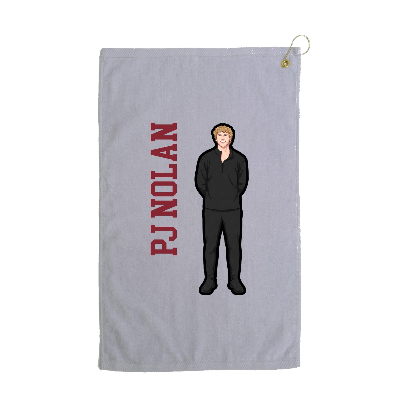 Golf Towel — Name Vertical in Grey