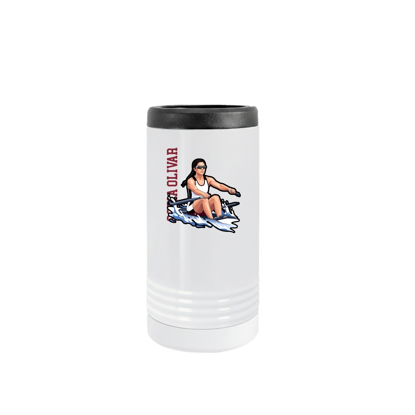 Slim Beverage Holder — Name Vertical in White