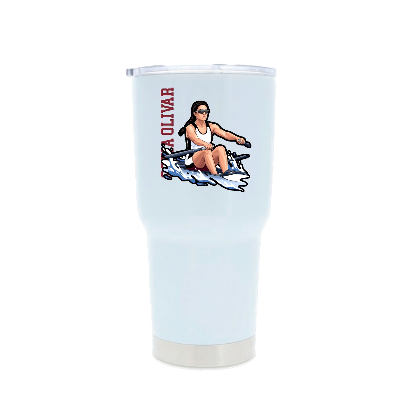30oz Stainless Steel Tumbler — Name Vertical in White