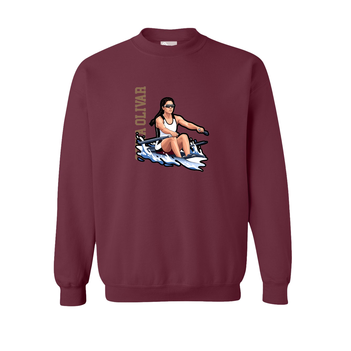 Fleece Crew — Name Vertical in Maroon