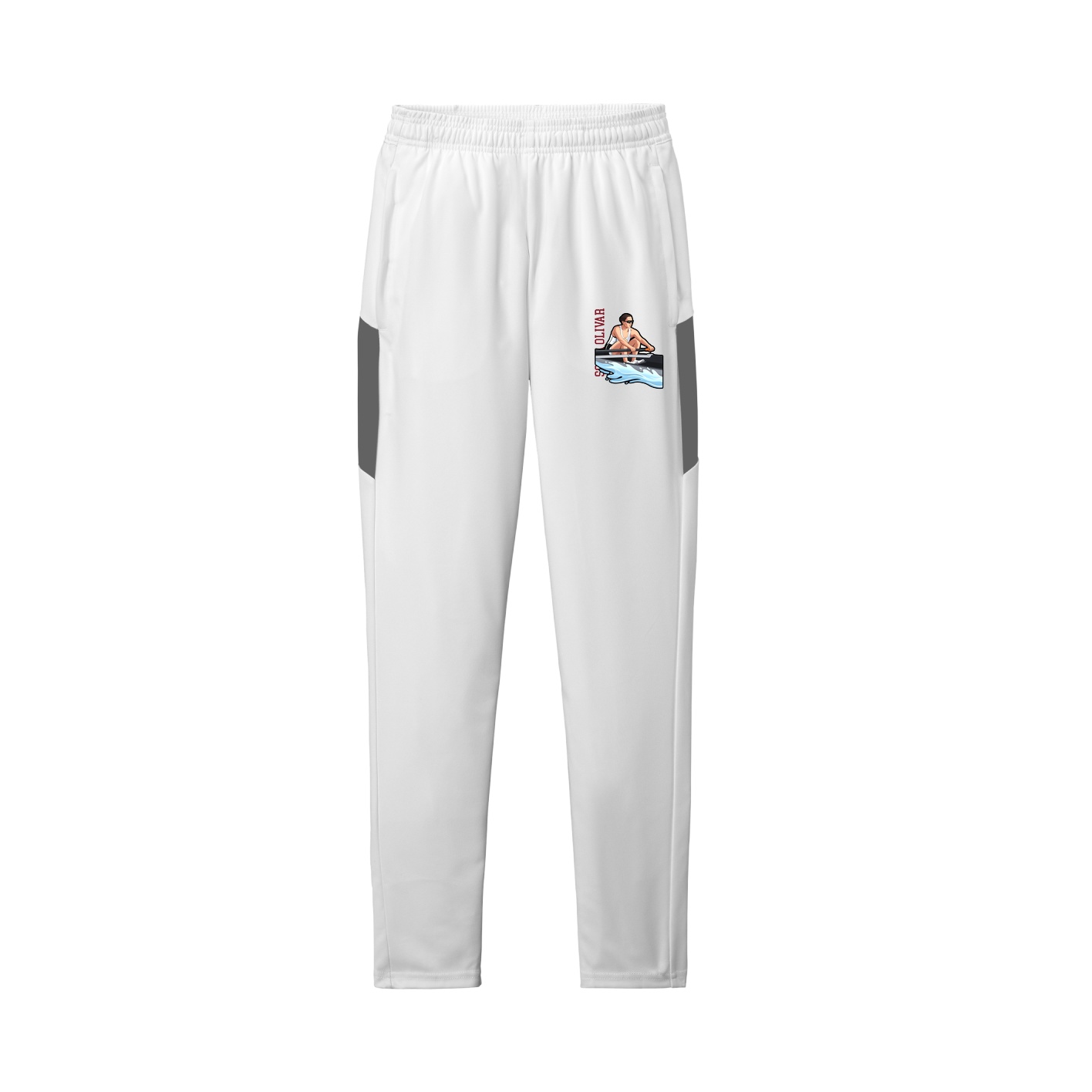 Team Travel Pant — Name Vertical in White/Grey