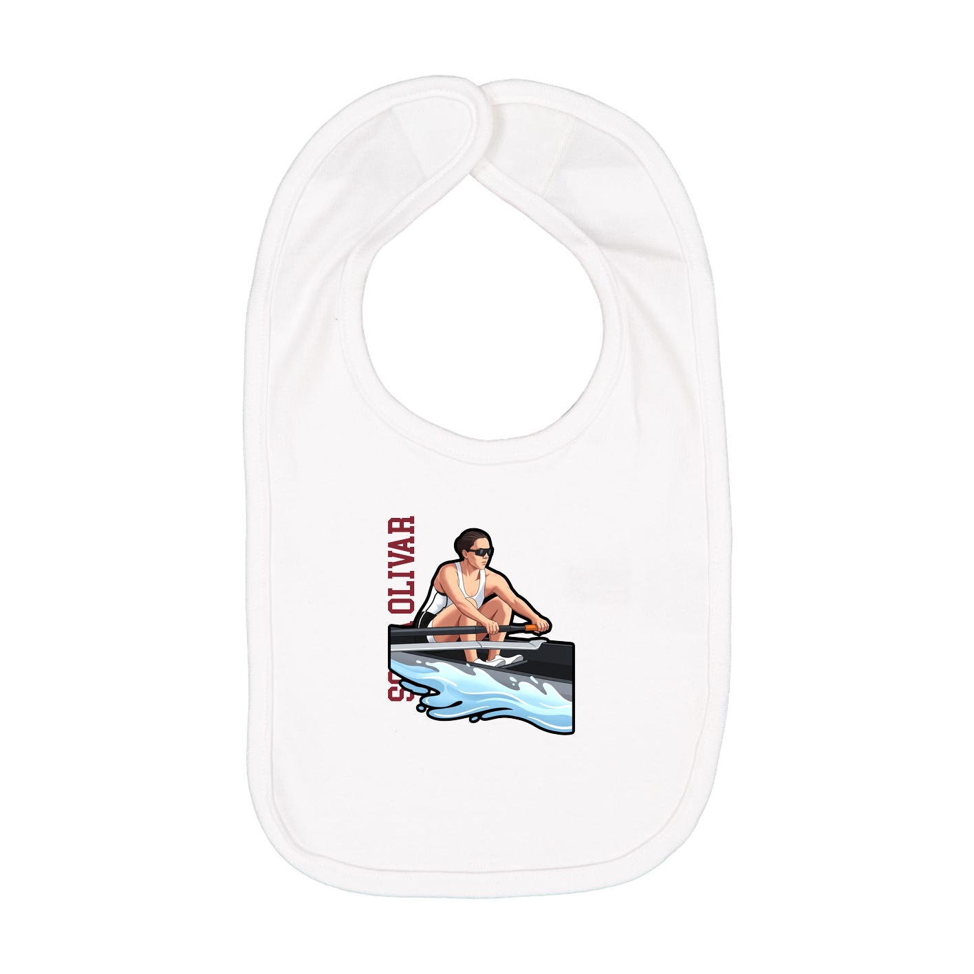 Infant Bib — Name Vertical in White