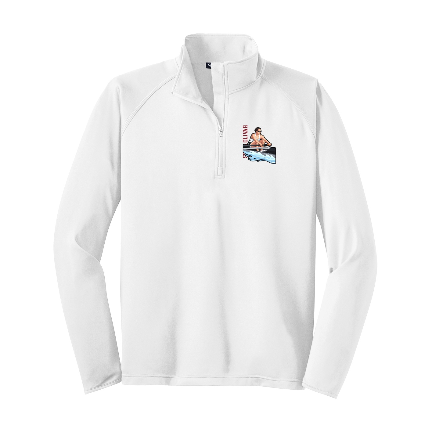 Q-Zip Pullover — Name Vertical in White