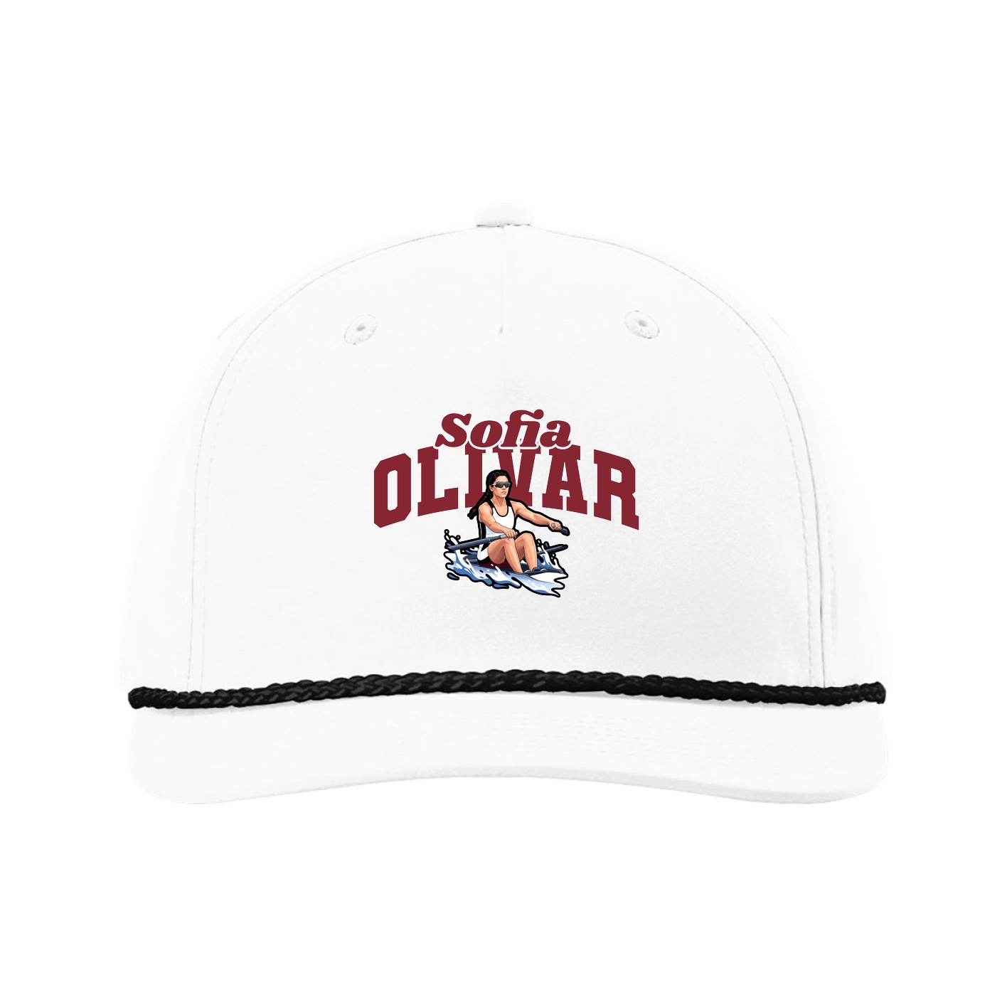 Five-Panel Classic Rope Cap — Signature Arch in White