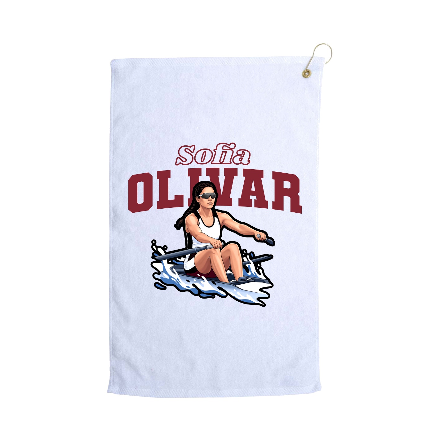 Golf Towel — Name Arch in White