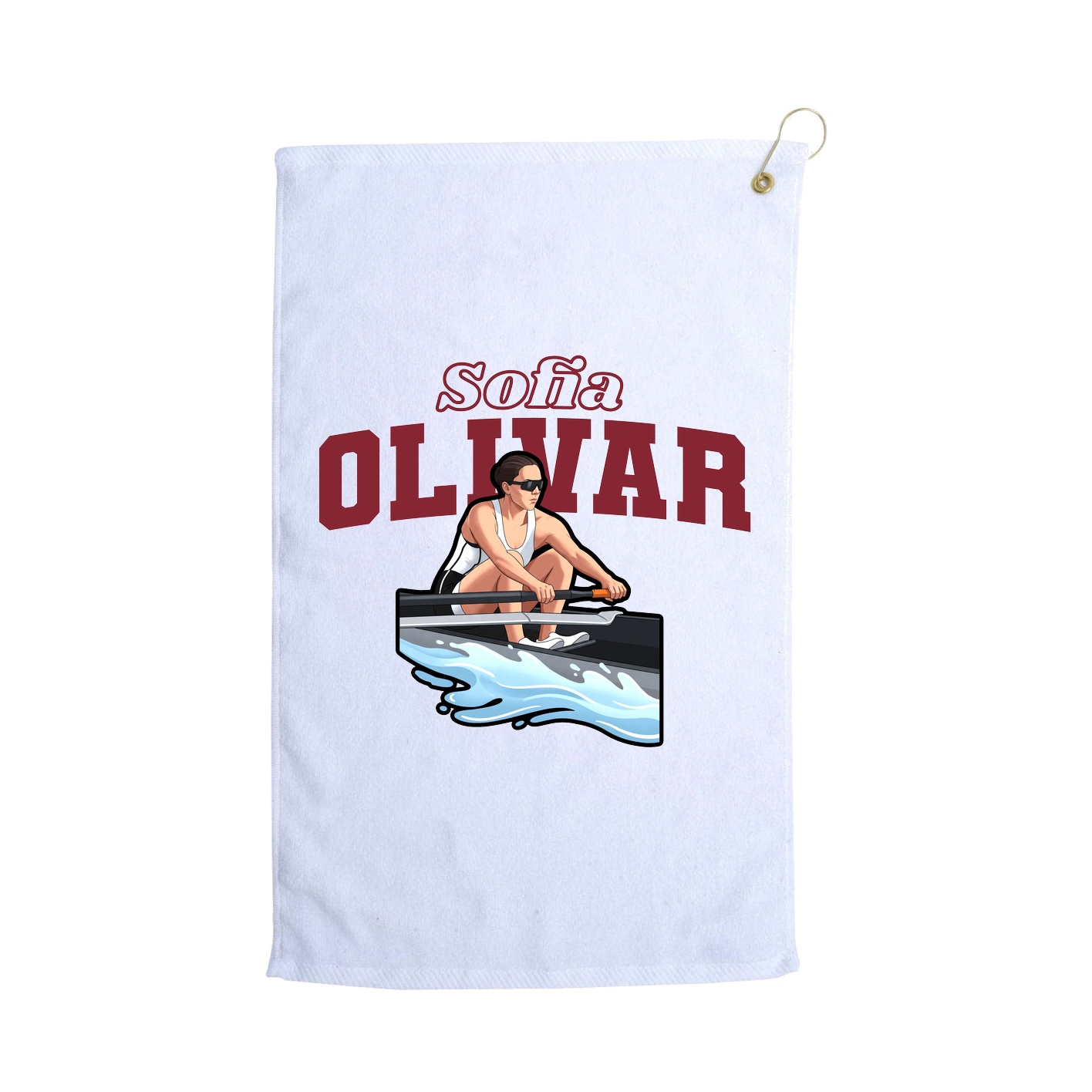 Golf Towel — Name Arch in White