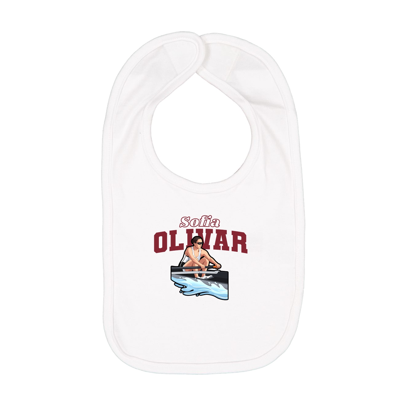 Infant Bib — Name Arch in White