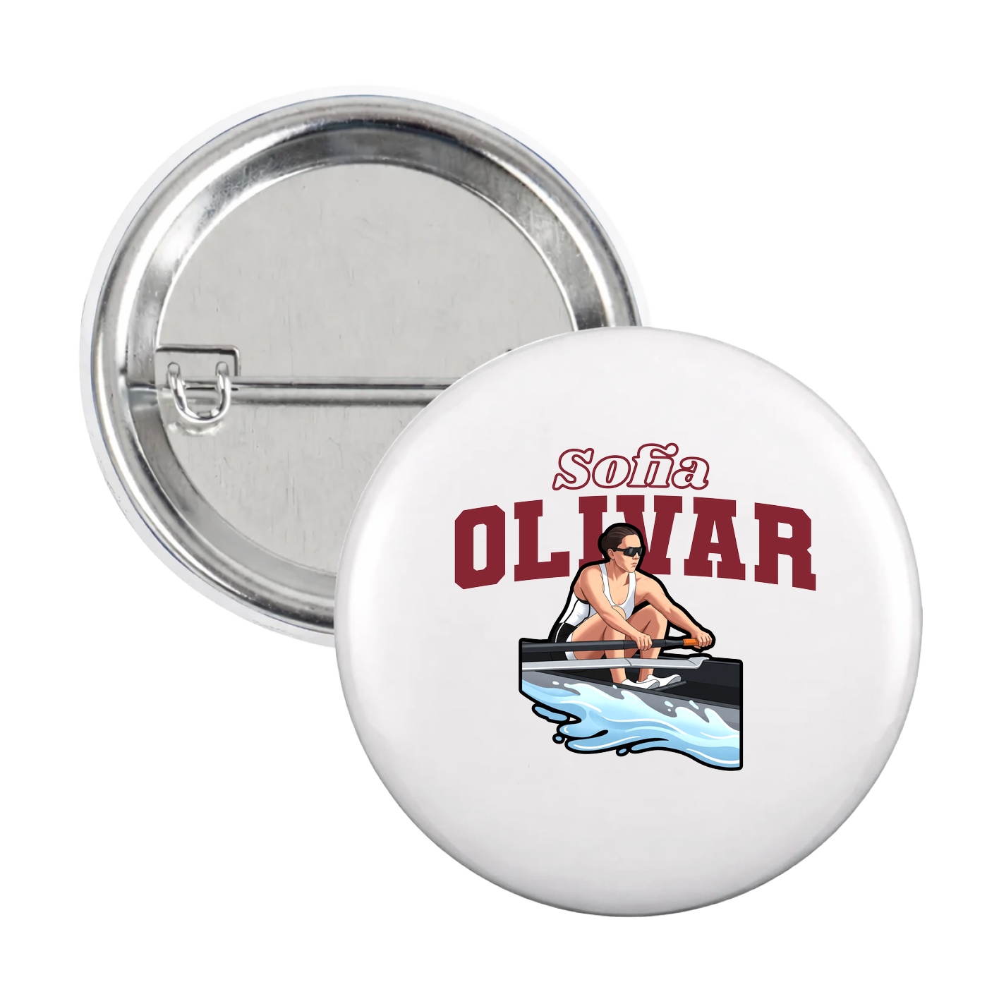 Game Day Button — Name Arch in White