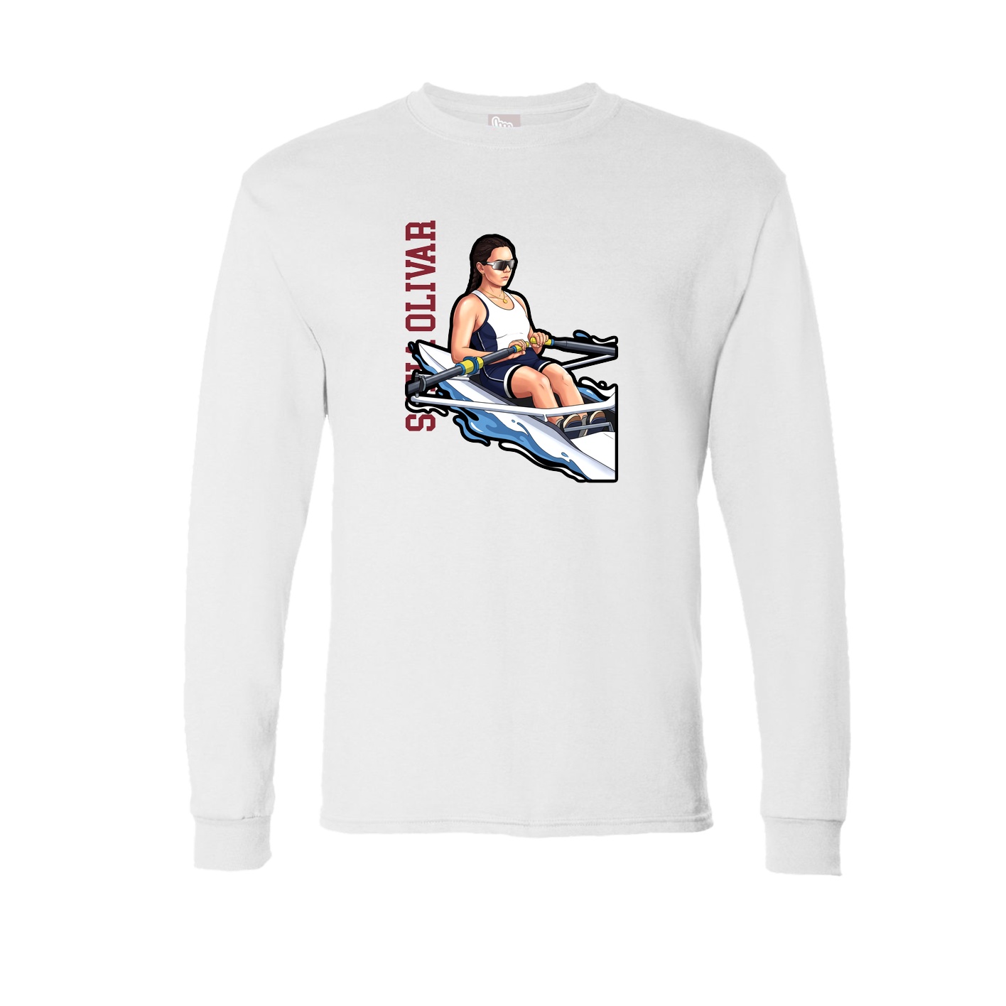 Long Sleeve Tee — Name Vertical in White