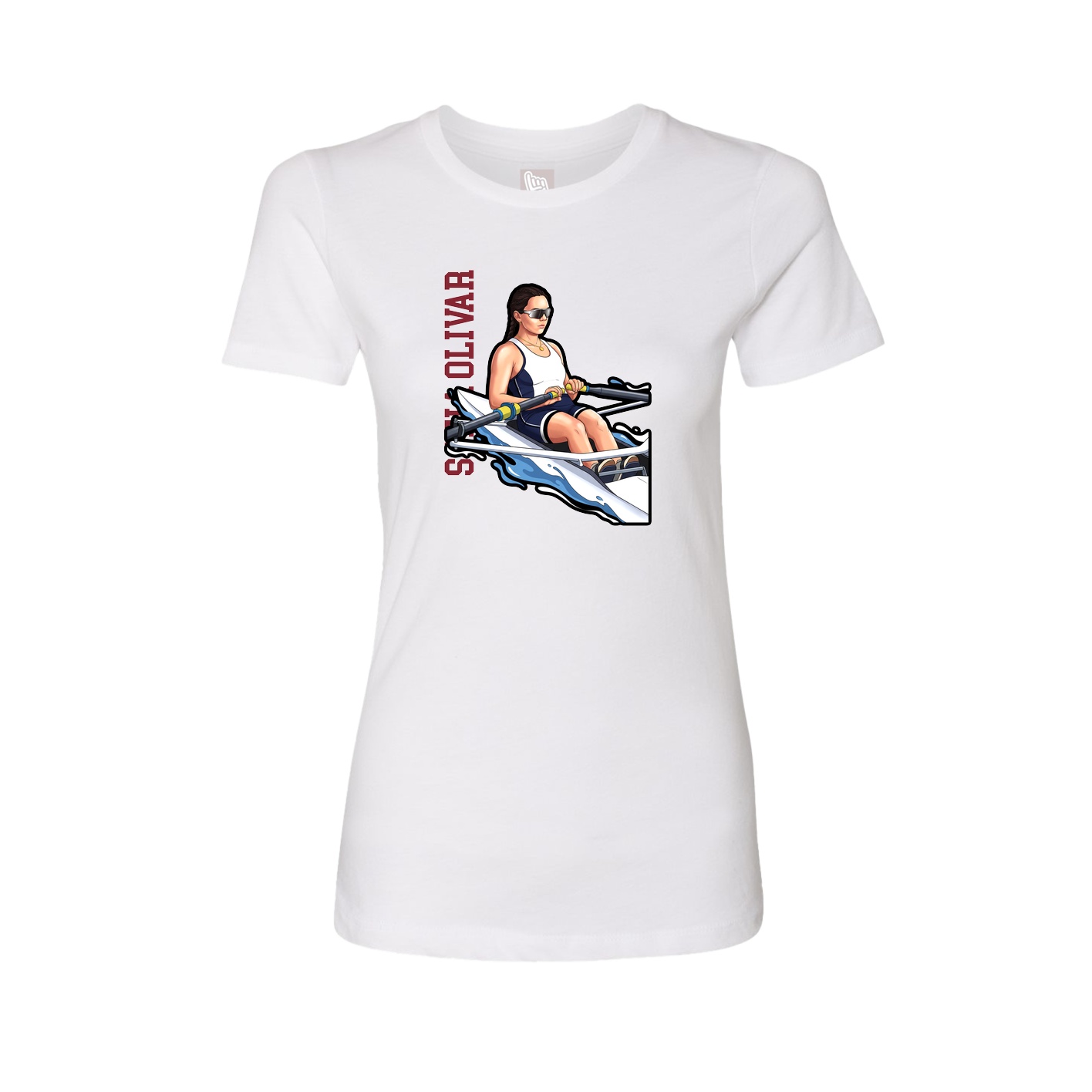 Fitted Women's Tee — Name Vertical in White