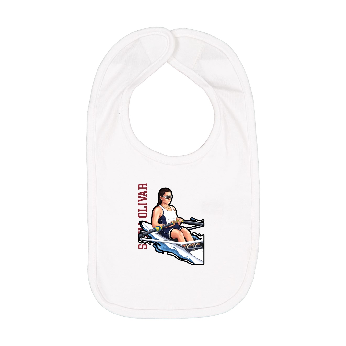 Infant Bib — Name Vertical in White