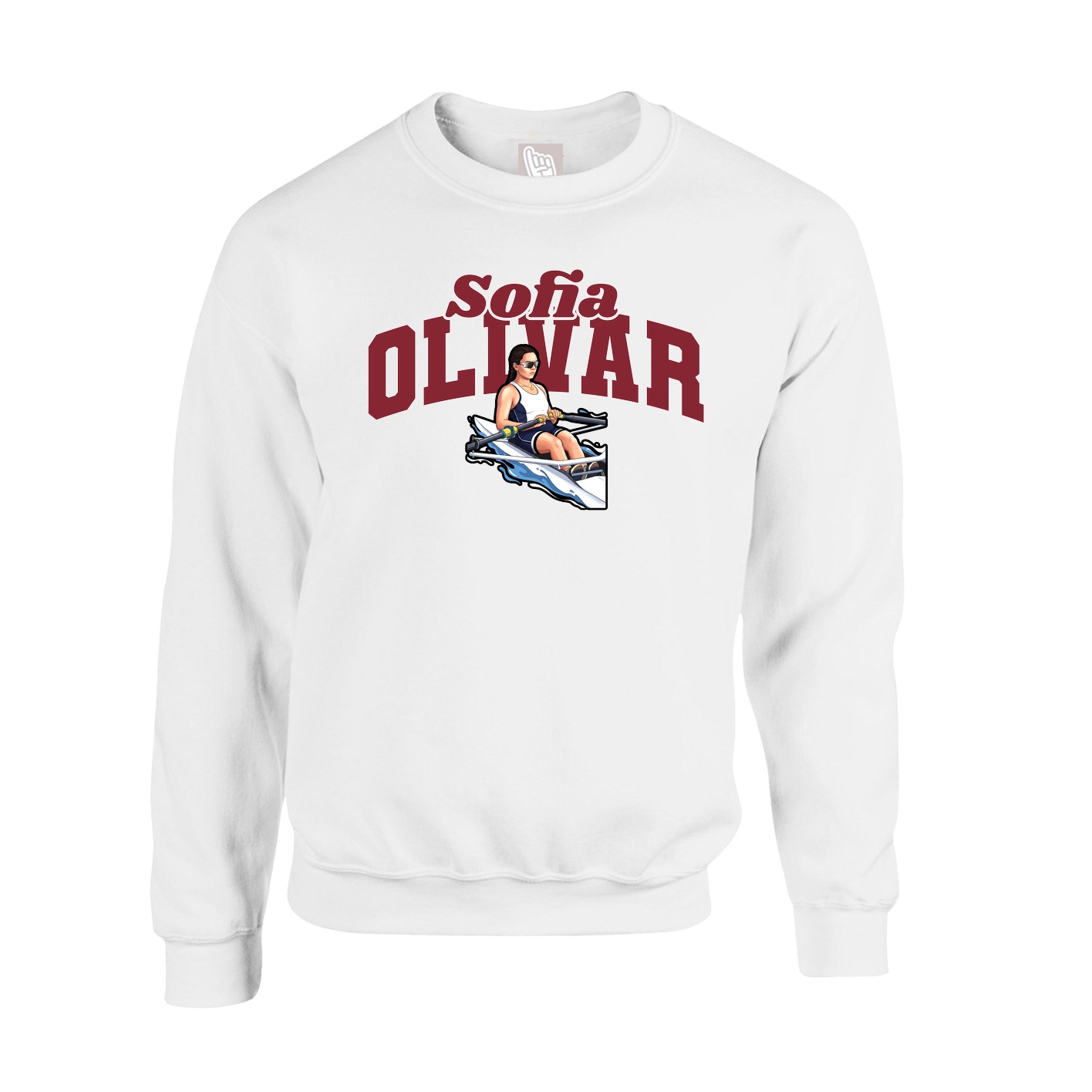 Fleece Crew — Signature Arch in White