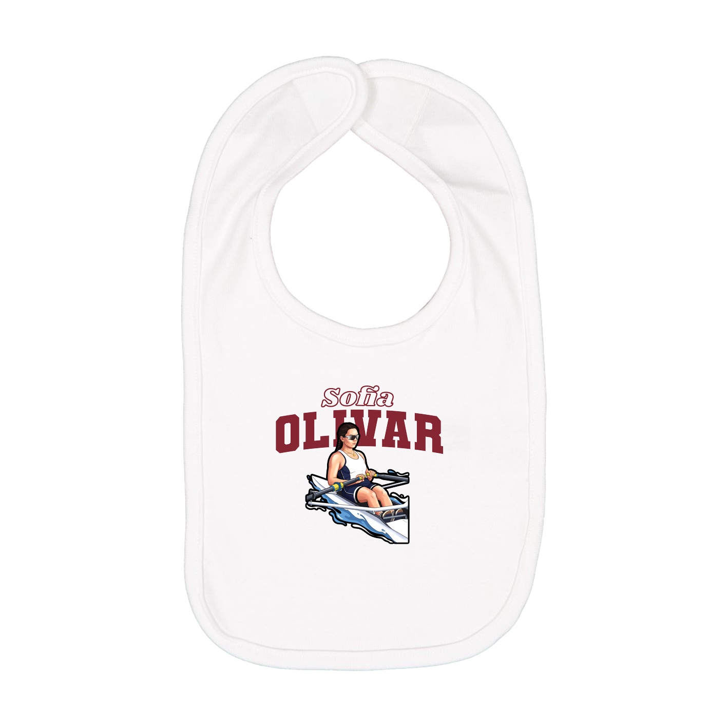 Infant Bib — Name Arch in White