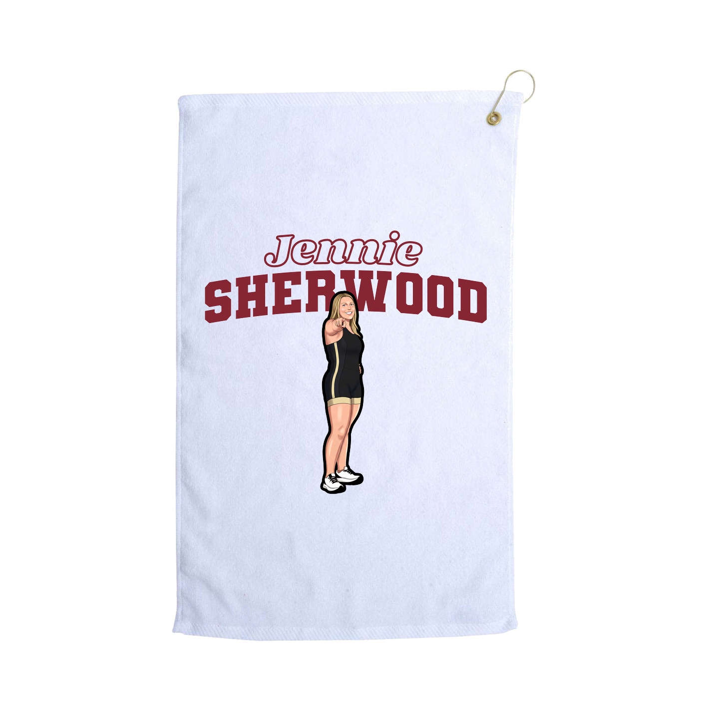 Golf Towel — Name Arch in White