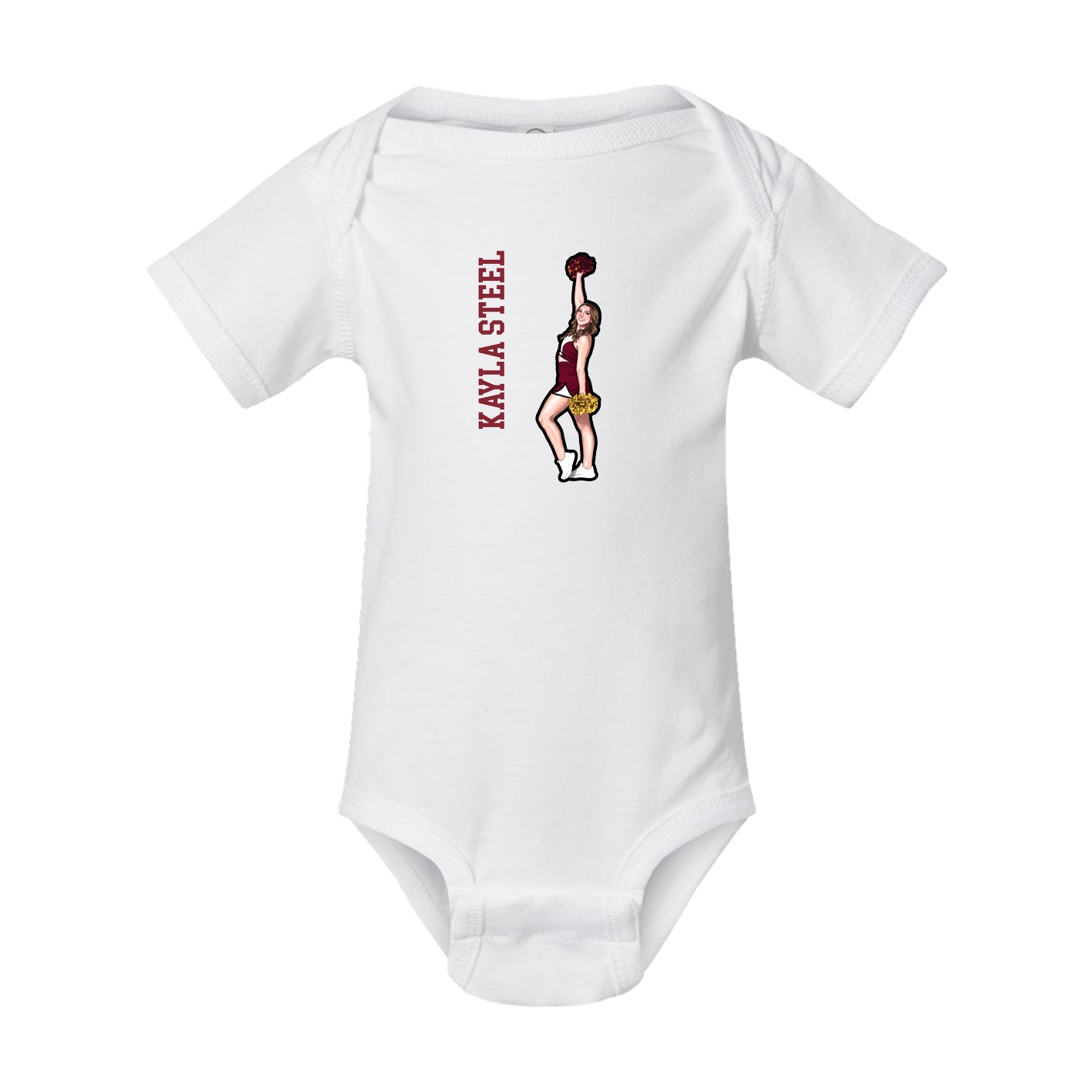 Baby Onesie — Name Vertical in White