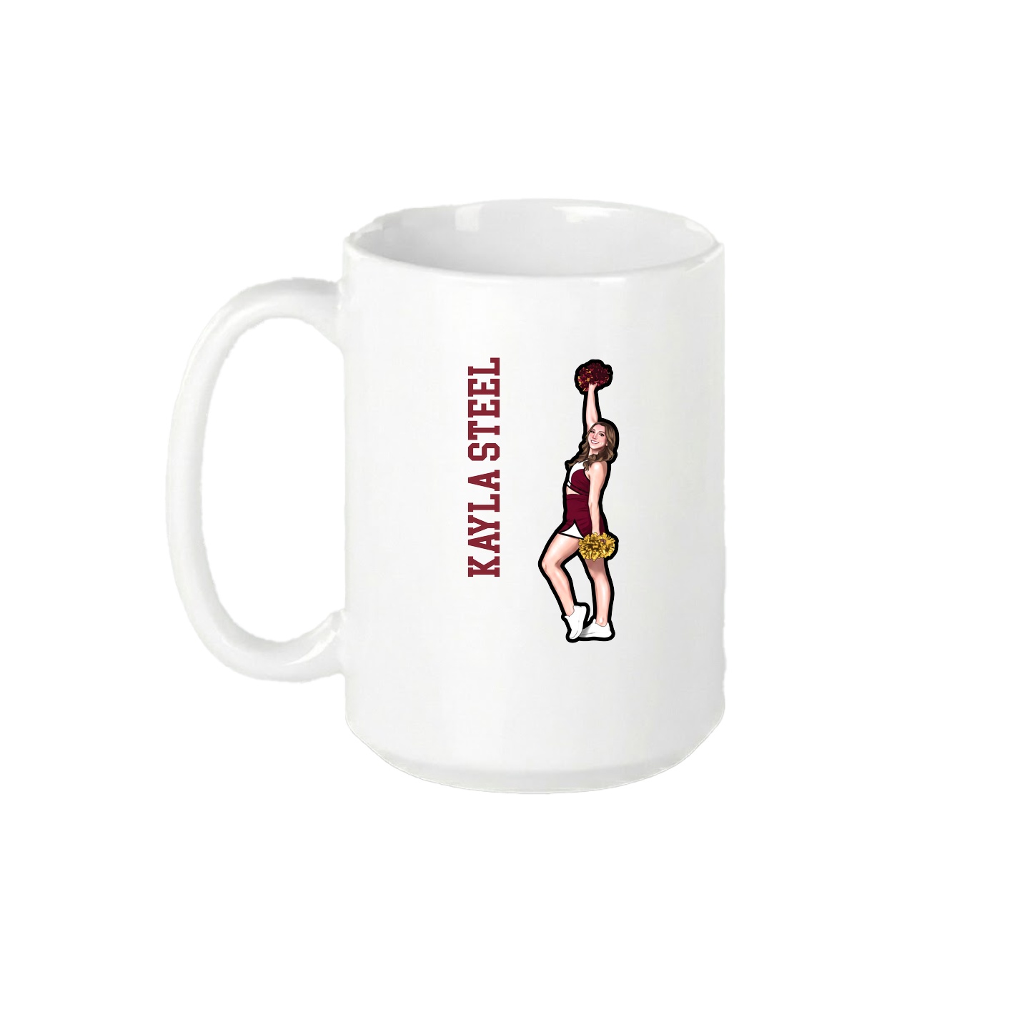 15oz Coffee Mug — Name Vertical in White