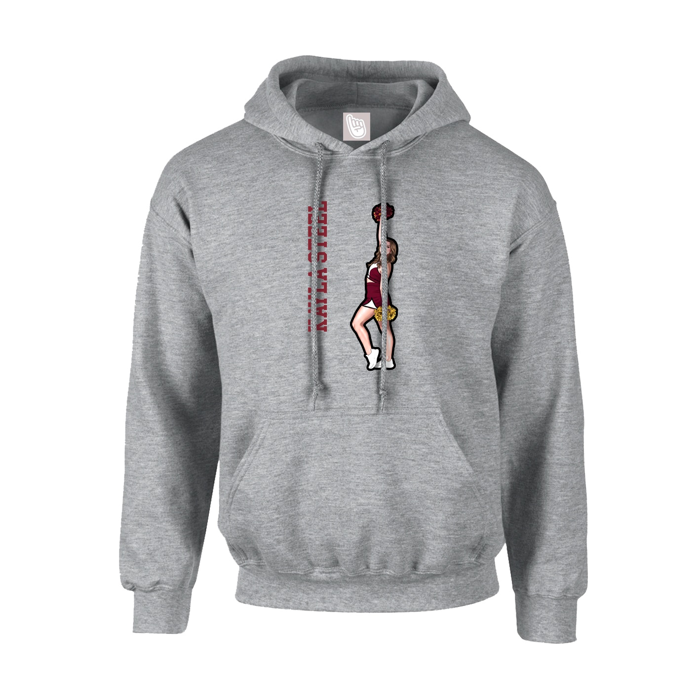 Hoodie — Name Vertical in Grey