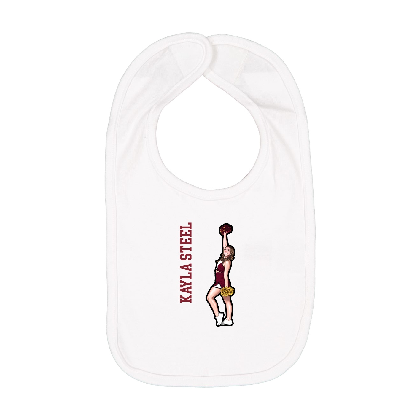 Infant Bib — Name Vertical in White