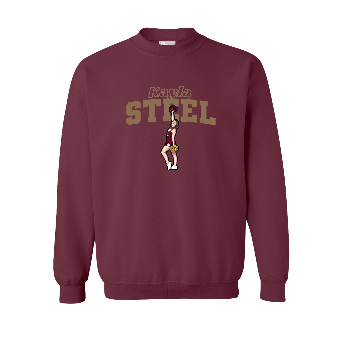 Fleece Crew — Name Arch in Maroon