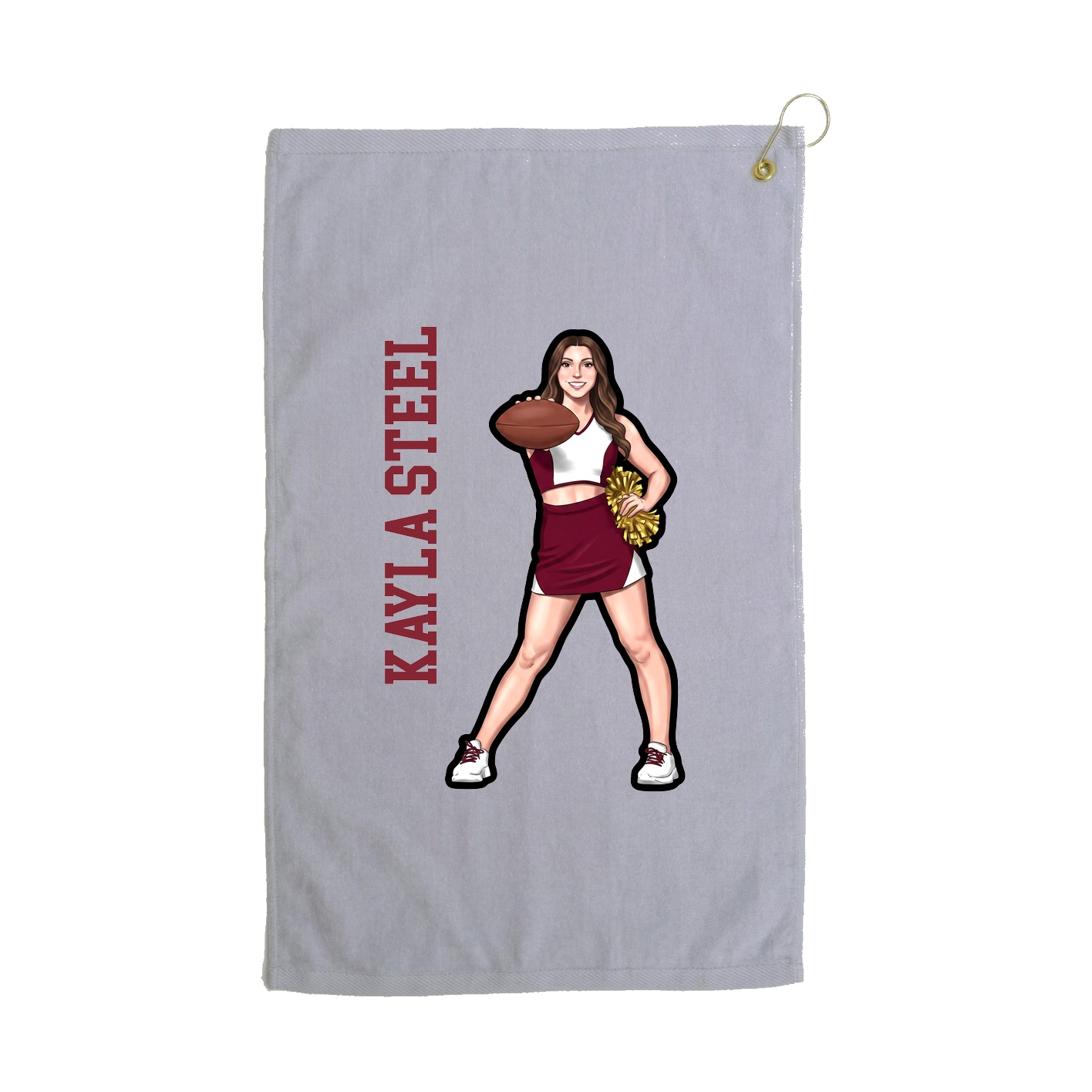 Golf Towel — Name Vertical in Grey