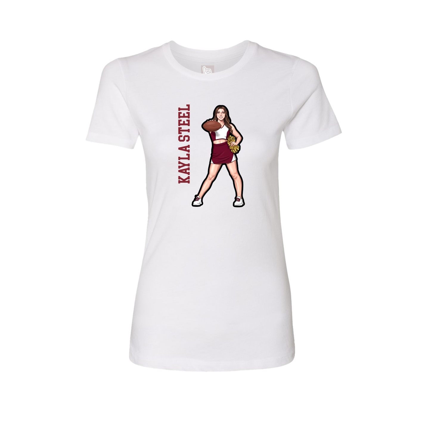Fitted Women's Tee — Name Vertical in White