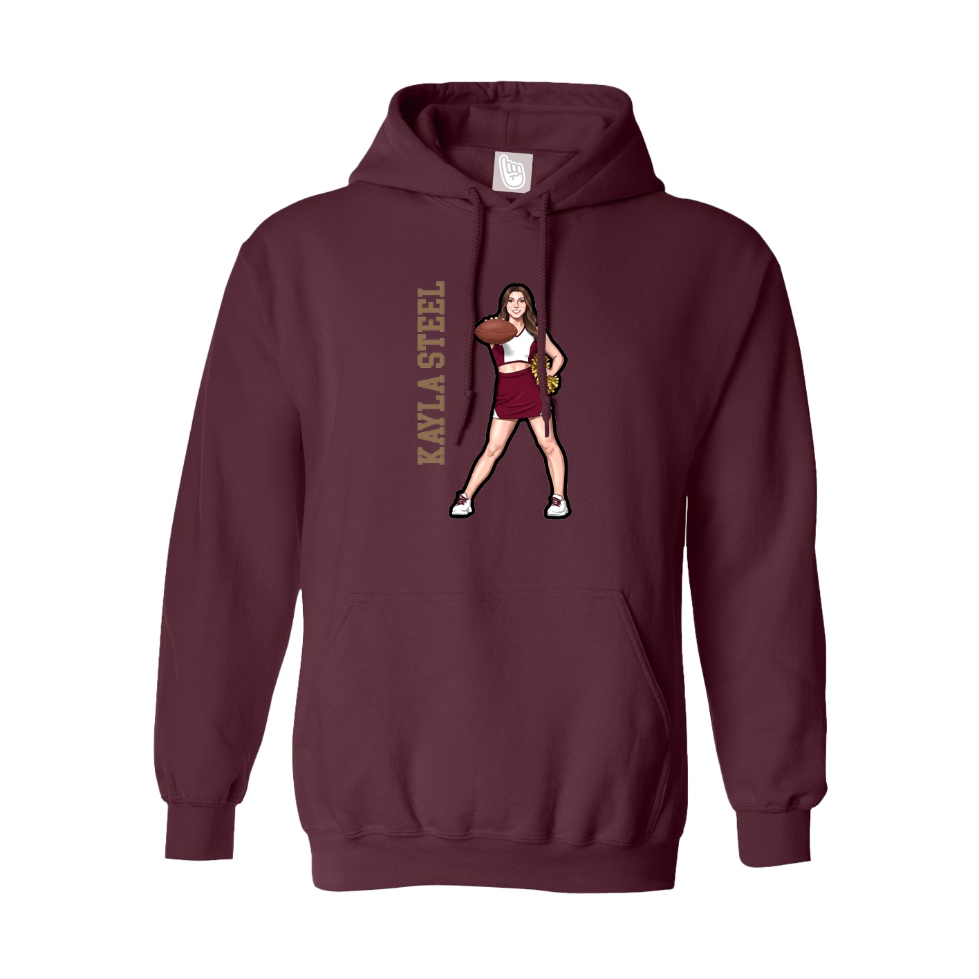 Youth Hoodie — Name Vertical in Maroon
