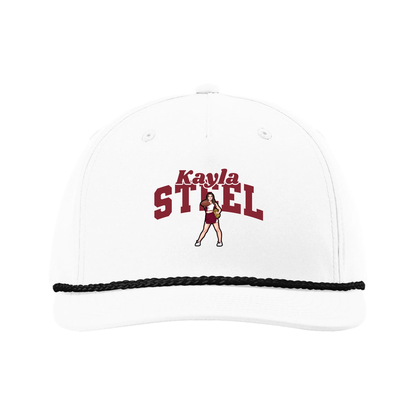 Five-Panel Classic Rope Cap — Signature Arch in White