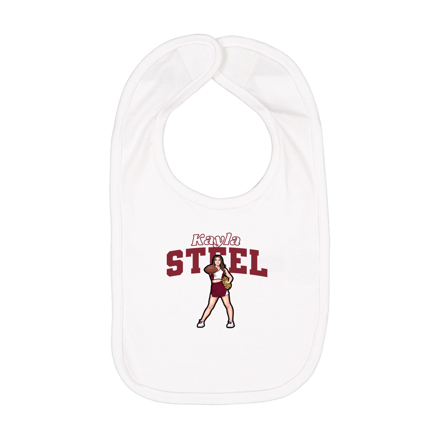 Infant Bib — Name Arch in White