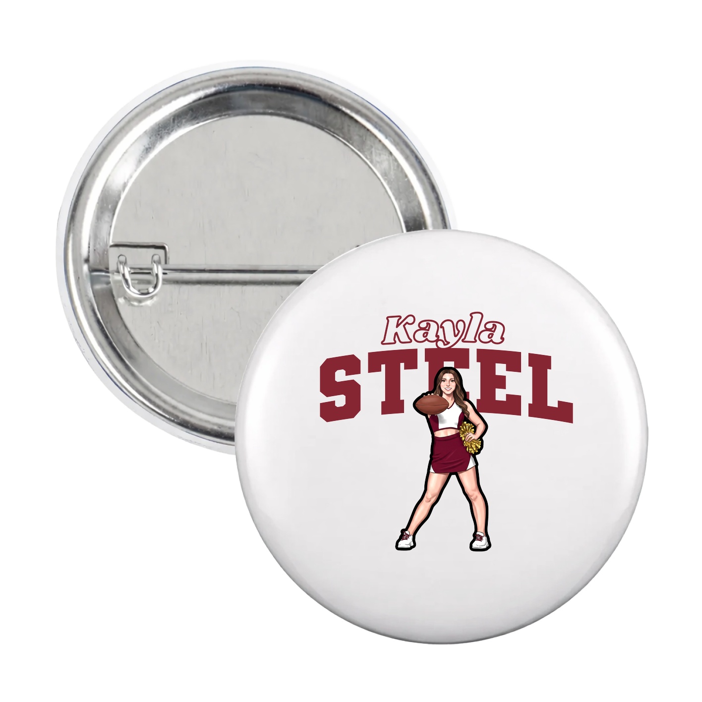 Game Day Button — Name Arch in White