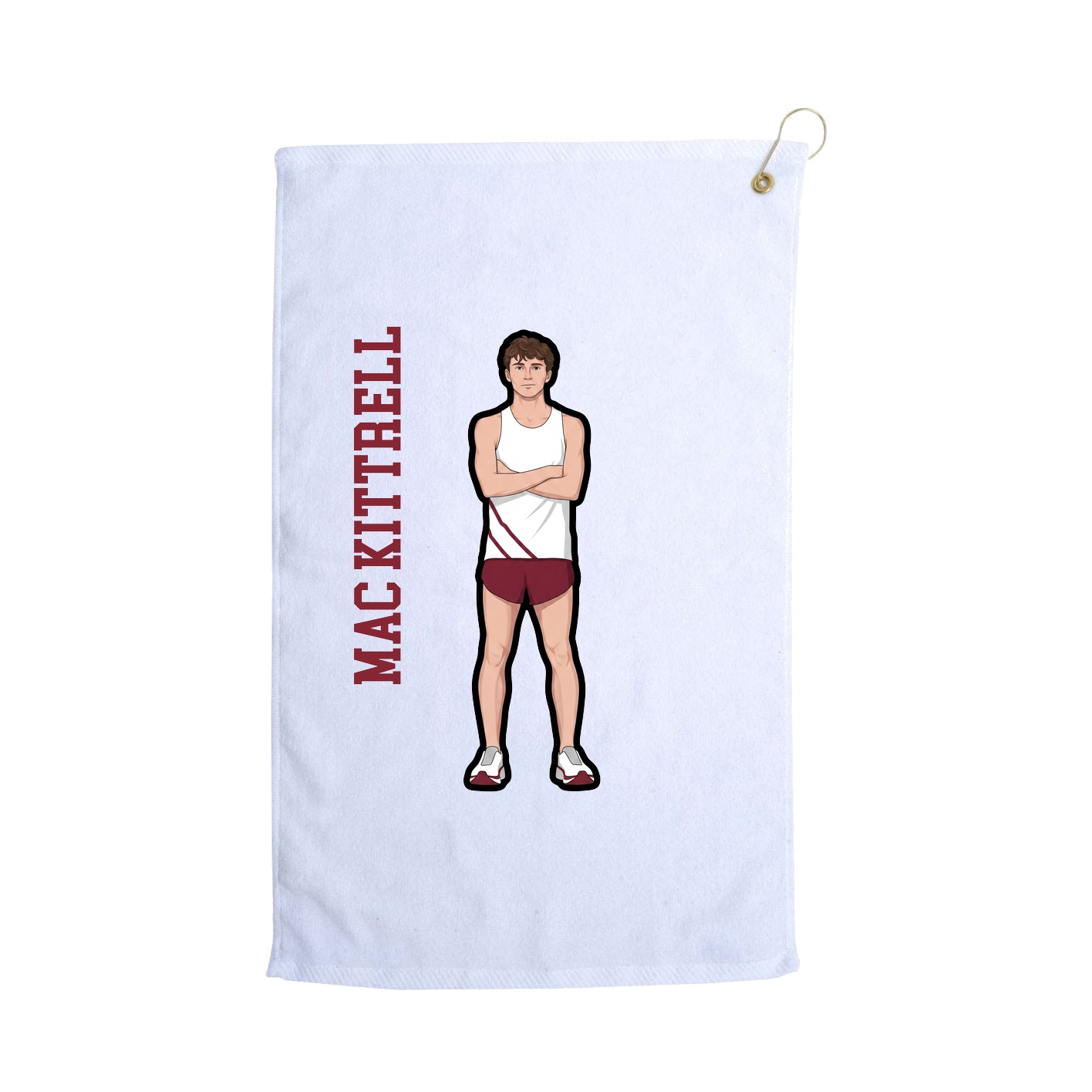 Golf Towel — Name Vertical in White