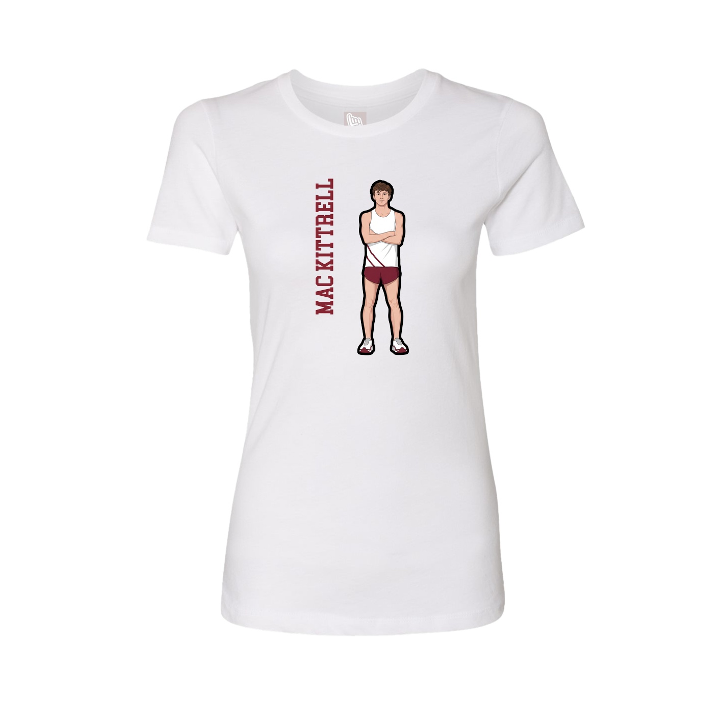 Fitted Women's Tee — Name Vertical in White