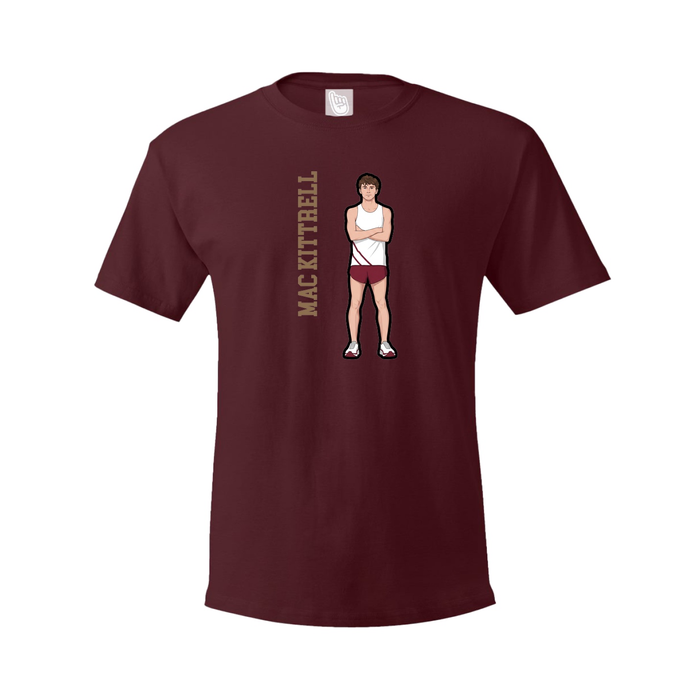 Youth Tee — Name Vertical in Maroon
