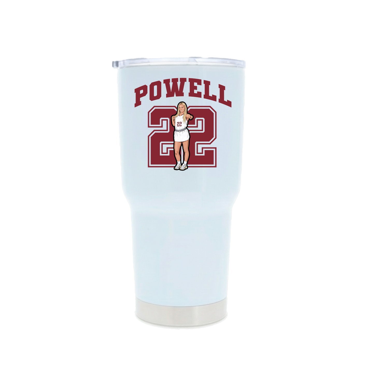 30oz Stainless Steel Tumbler — Number in White