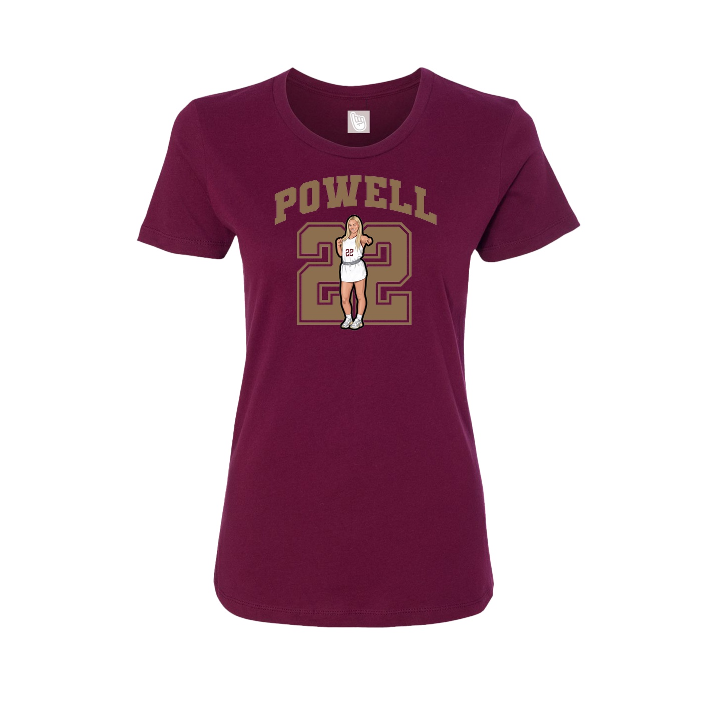 Fitted Women's Tee — Number in Maroon