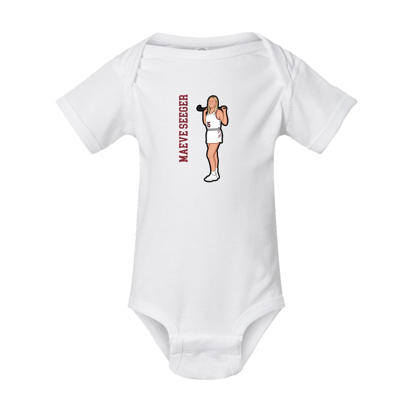 Baby Onesie — Name Vertical in White