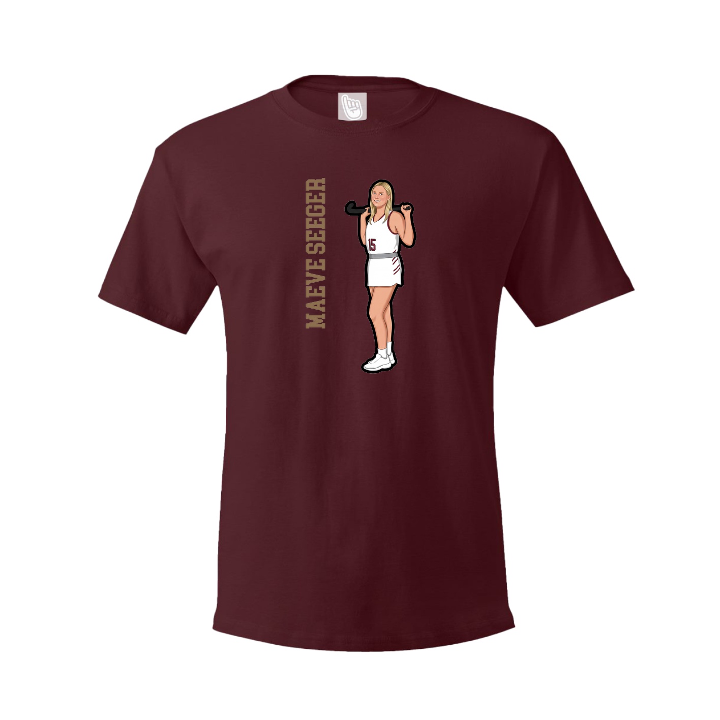 Youth Tee — Name Vertical in Maroon