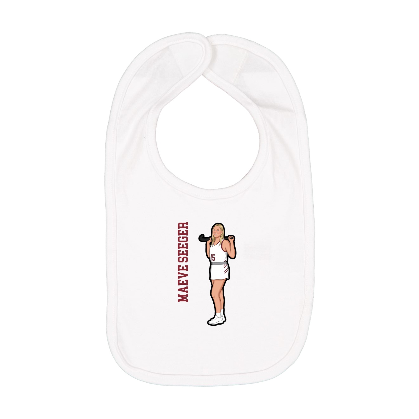 Infant Bib — Name Vertical in White