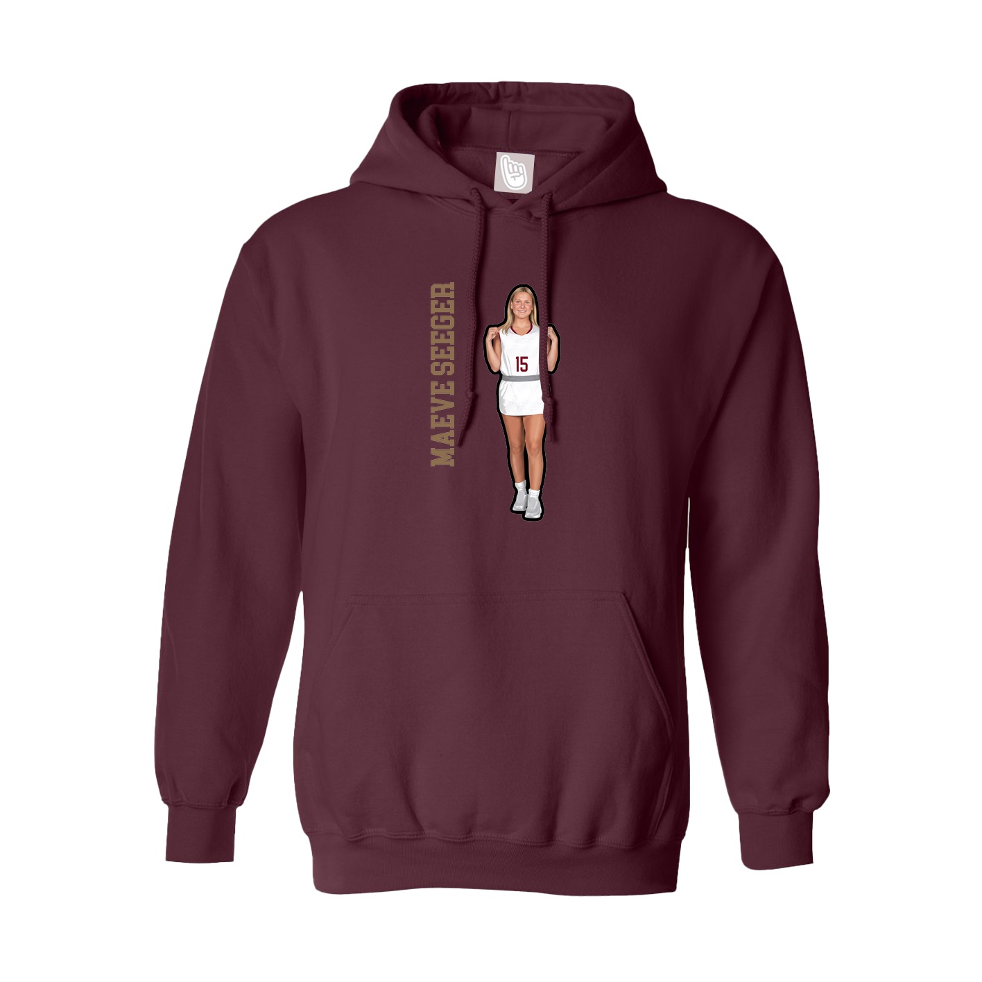 Youth Hoodie — Name Vertical in Maroon