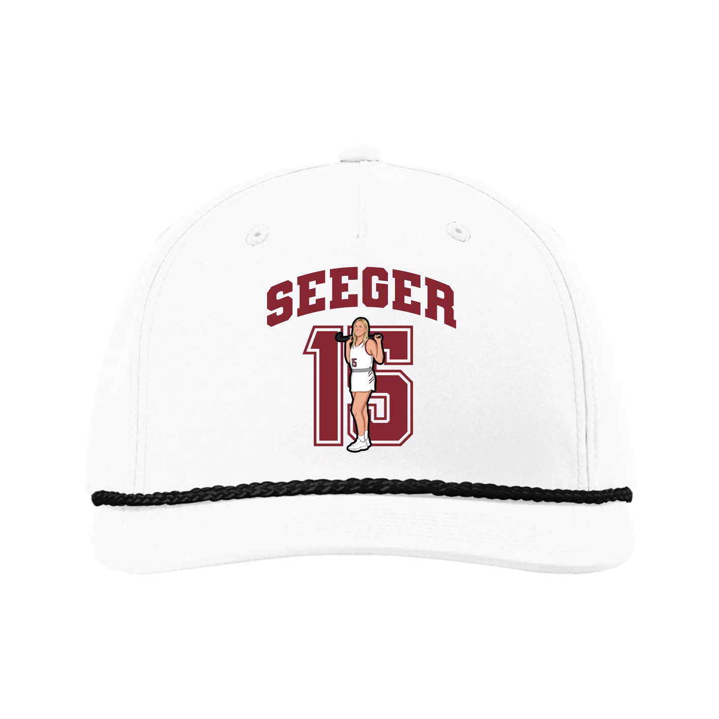 Five-Panel Classic Rope Cap — Number in White