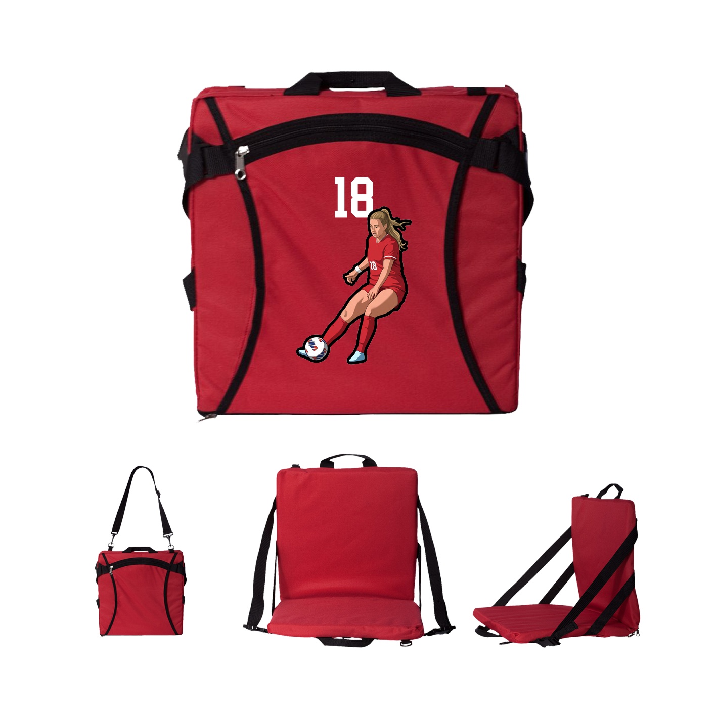 Folding Stadium Seat — Number Top in Red