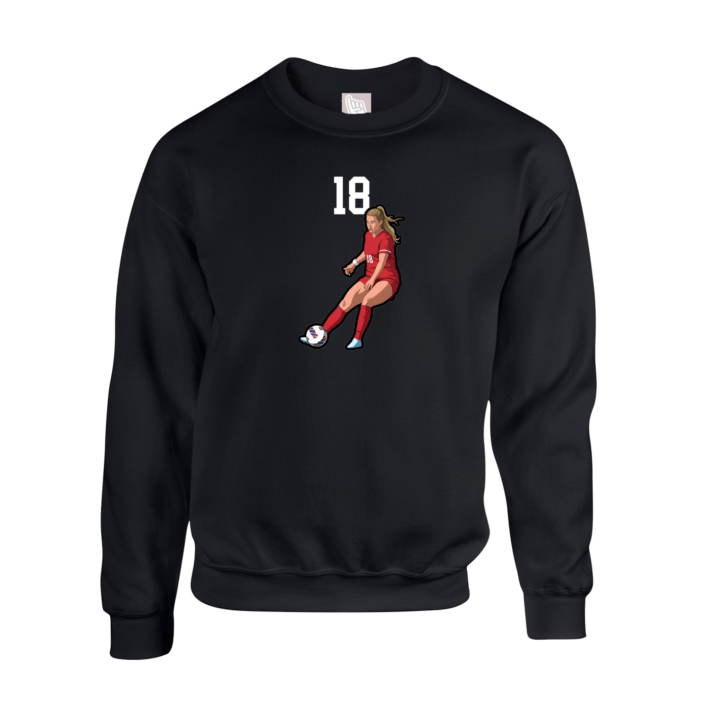 Fleece Crew — Number Top in Black
