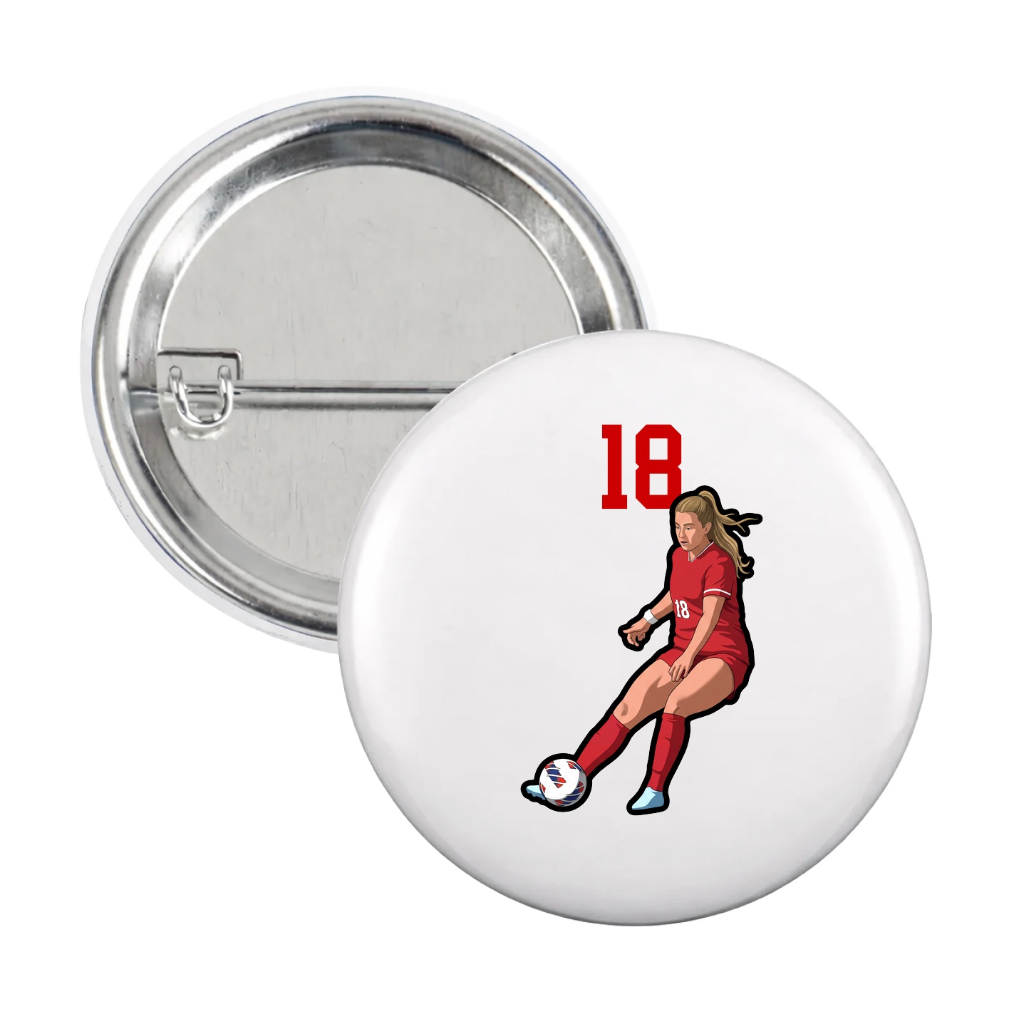 Game Day Button — Number Top in White