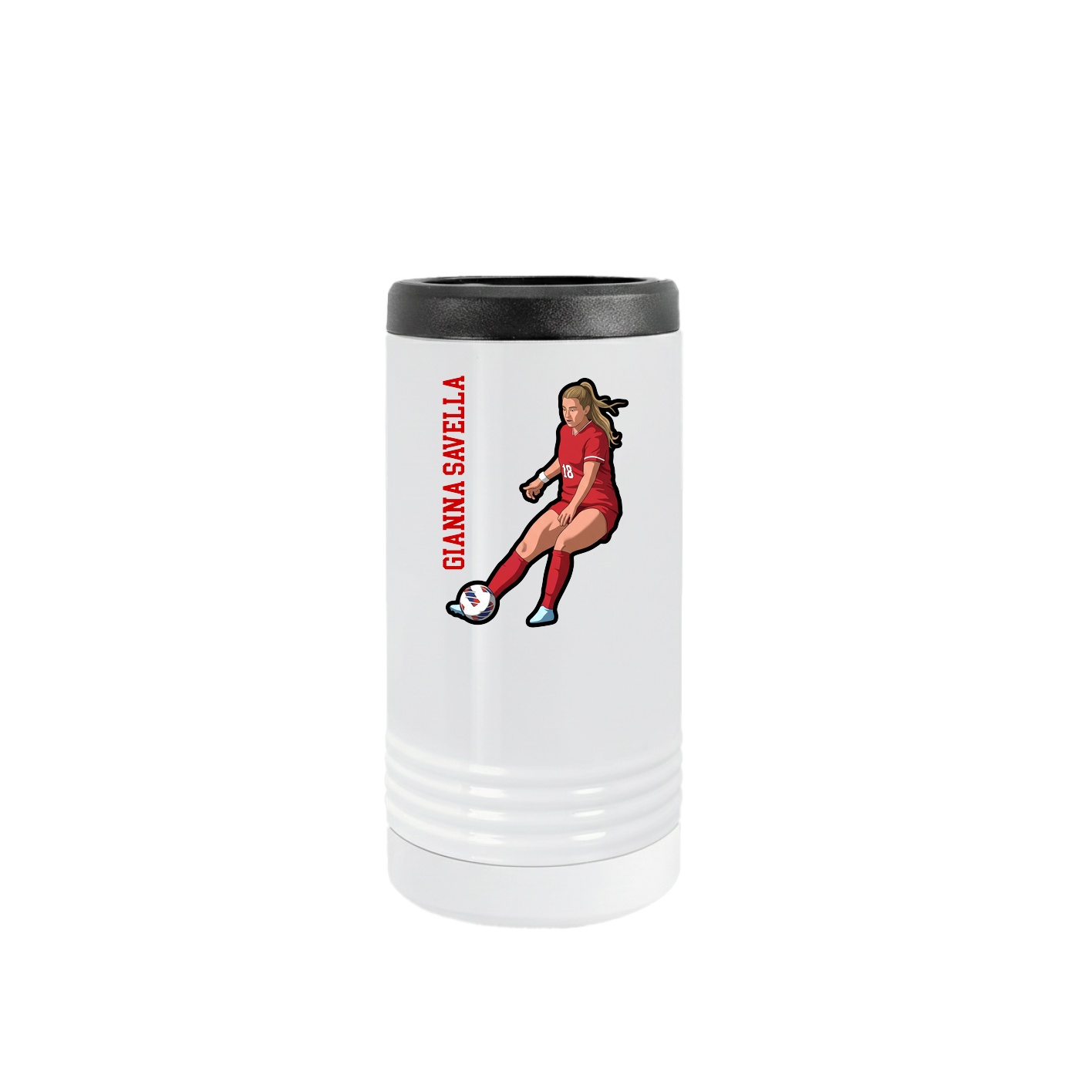 Slim Beverage Holder — Name Vertical in White