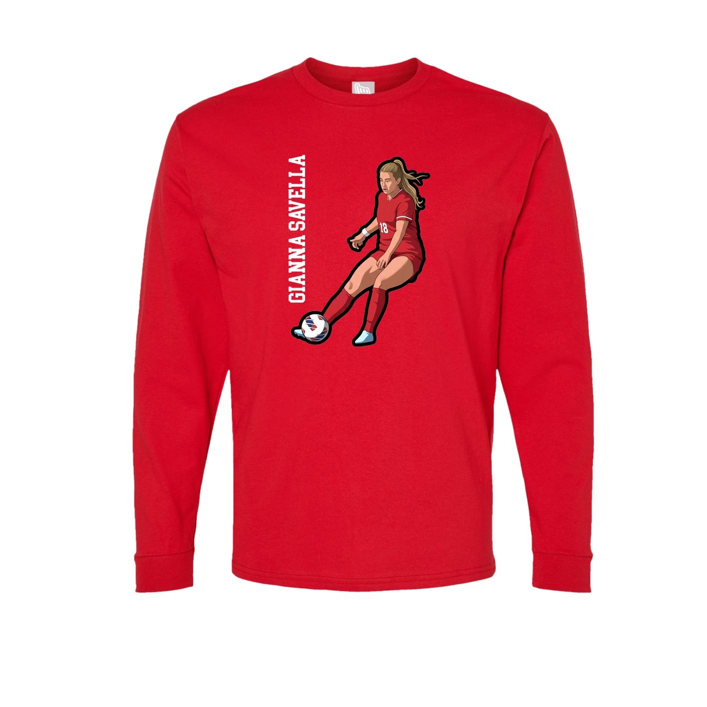 Long Sleeve Tee — Name Vertical in Red