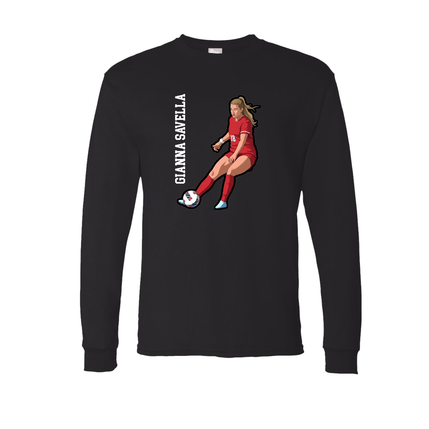 Long Sleeve Tee — Name Vertical in Black