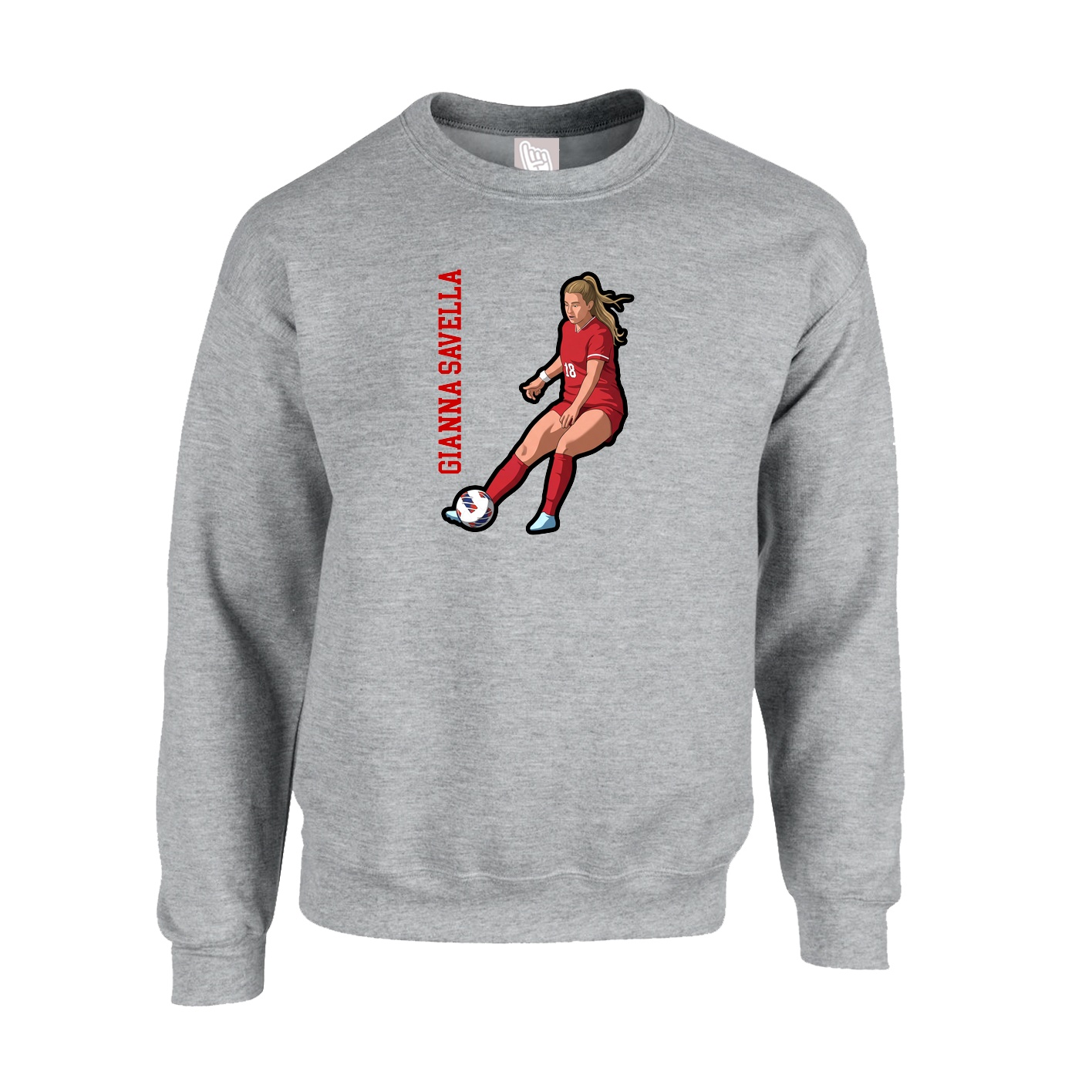 Fleece Crew — Name Vertical in Grey