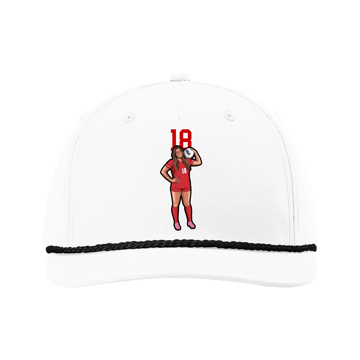 Five-Panel Classic Rope Cap — Number Top in White