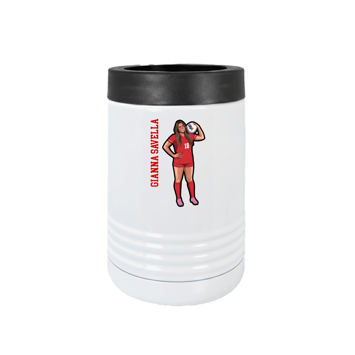 Beverage Holder — Name Vertical in White